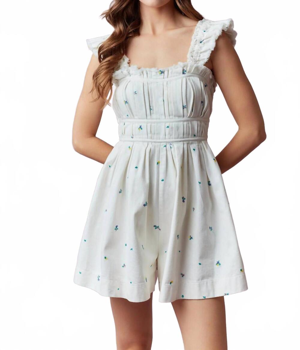 NEW PEACH LOVE ditsy daisies romper in off white